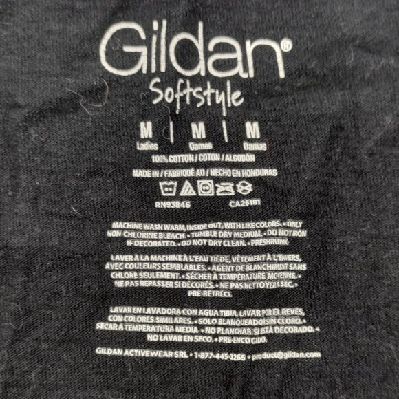 Gildan Halloween Navy Tee T-Shirt Blue Print "Boo" Haunted House Bat Size Medium - Picture 4 of 4